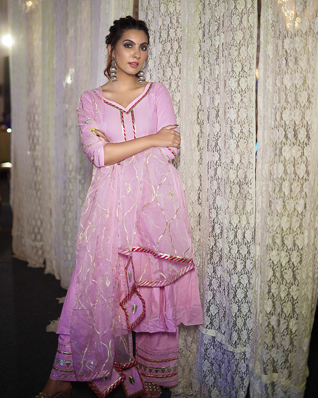 Pink Organza Gota Suit Set