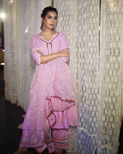 Pink Organza Gota Suit Set