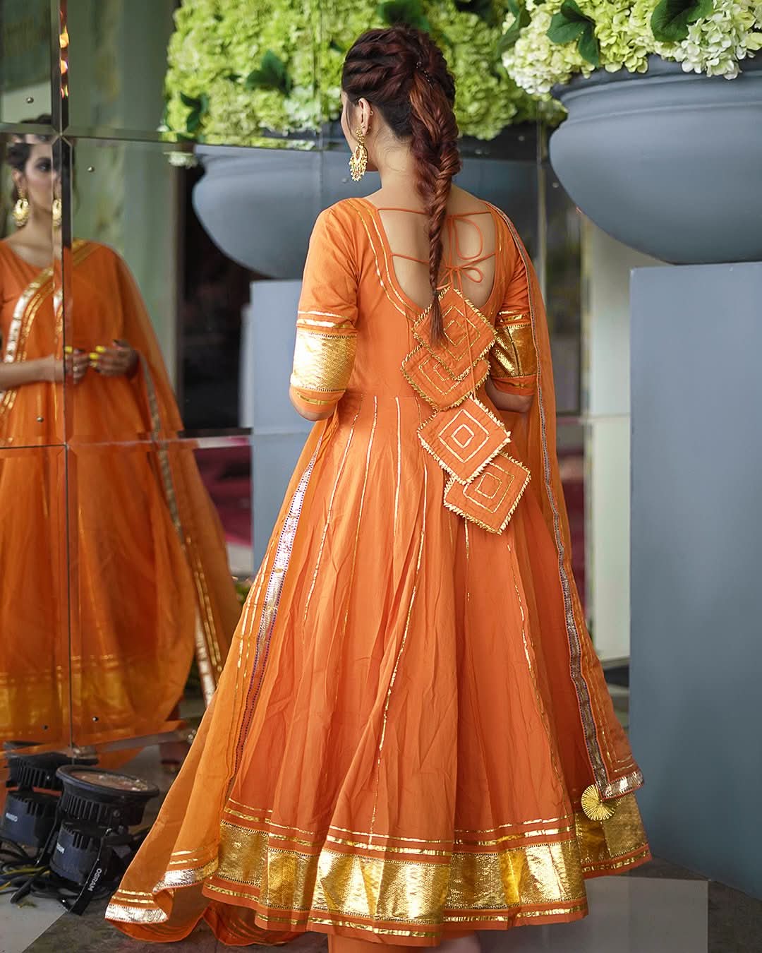 Golden Orange Gotapatti Anarkali Set