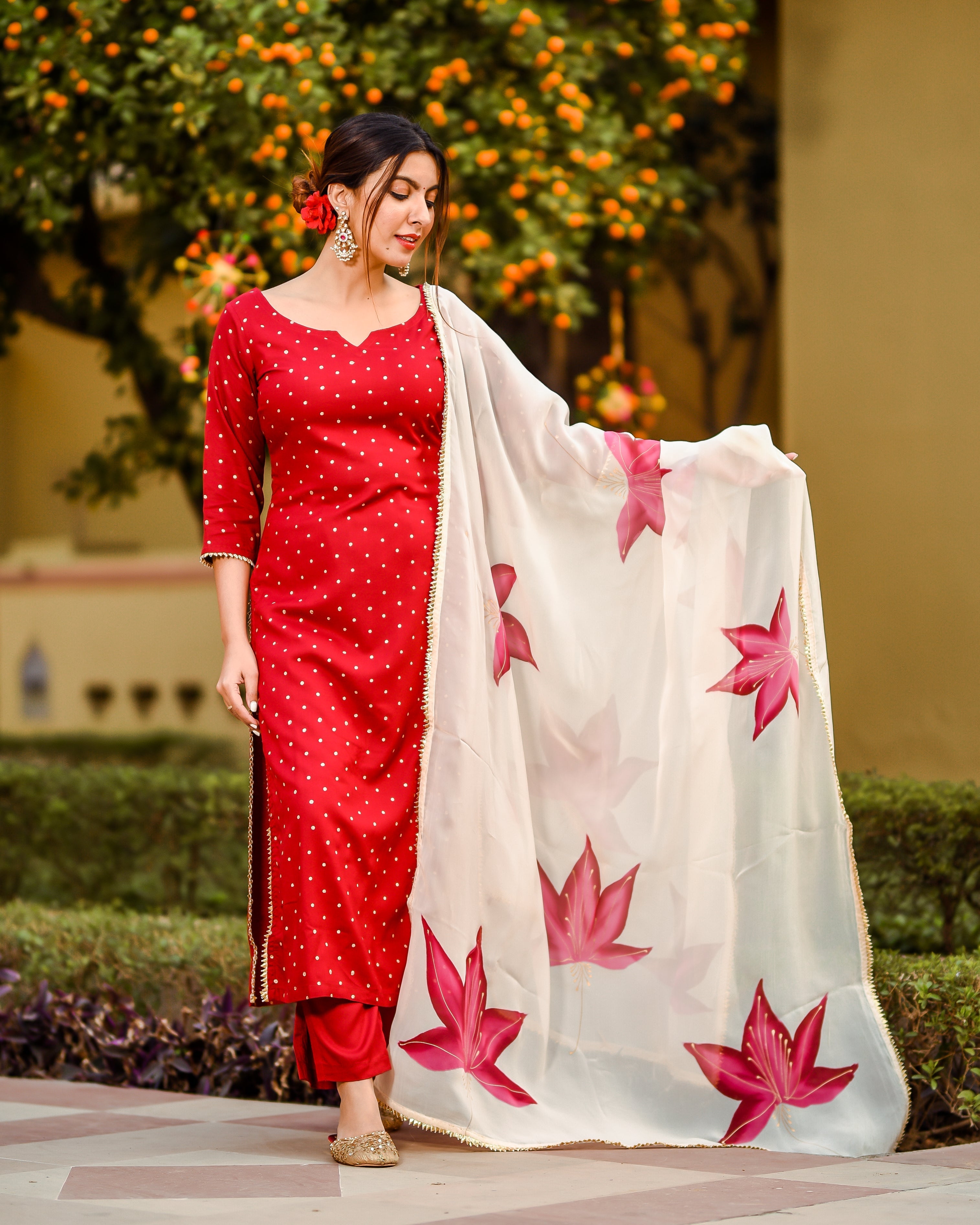 Buy Raspberry Handpainted Suit Set online in India at Best Price | Aachho