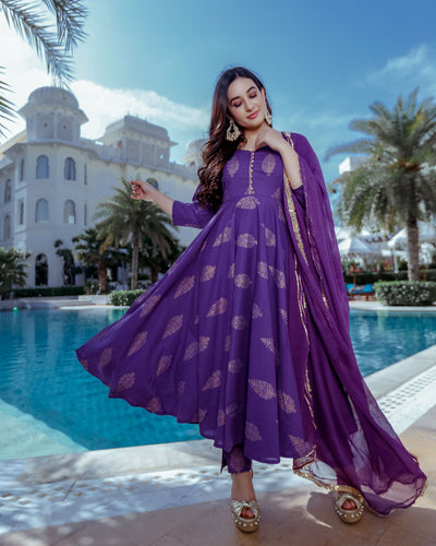 Buy Faux Georgette Purple Salwar Kameez (NWS-6907) Online