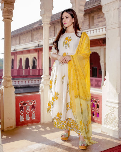 Yellow white combination sales suit