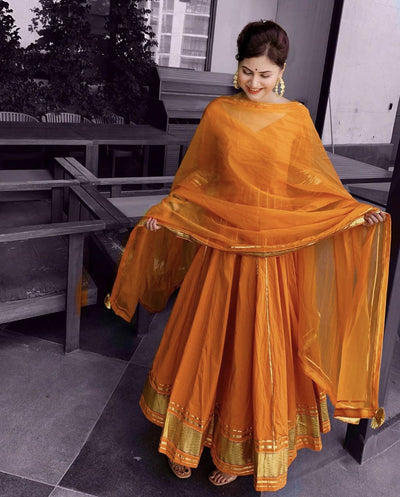 Golden Orange Gotapatti Anarkali Set