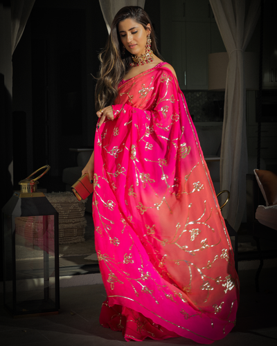 Persian Pink Pure Chiffon Saree