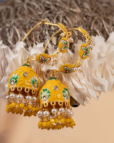 Yellow best sale jhumka earrings