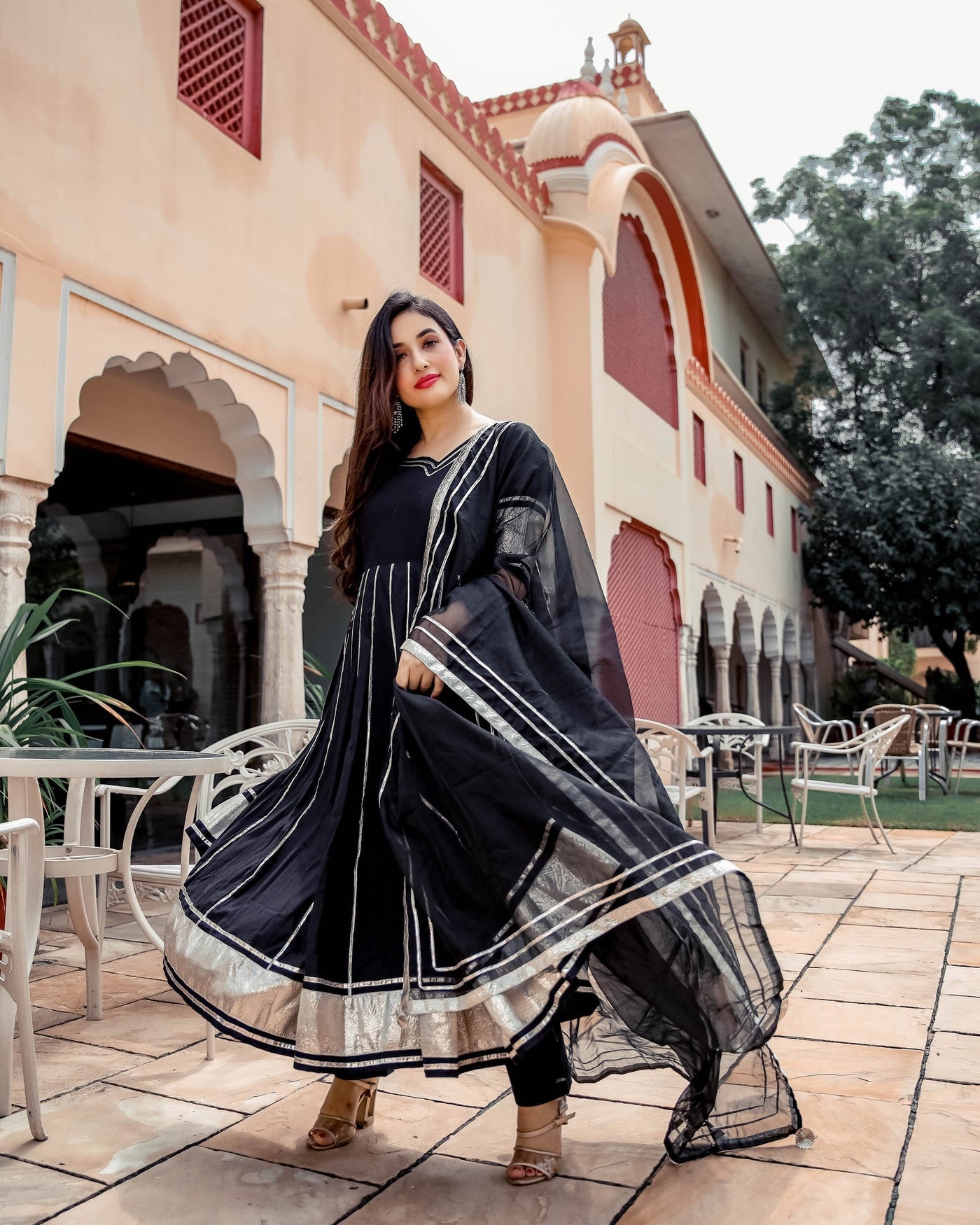 Black Shimmer Gotapatti Anarkali Set