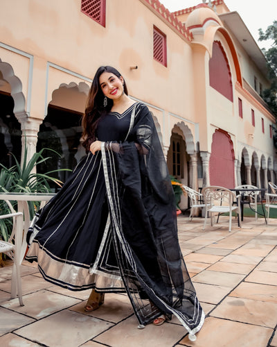 Black Shimmer Gotapatti Anarkali Set