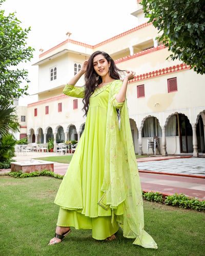 Buy Pant Suits - Light Green Multi Floral Embroidery Cotton Salwar Kameez  In USA UK CANADA