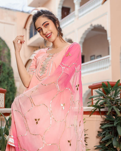 Pastel Peach Gotapatti Sharara Set