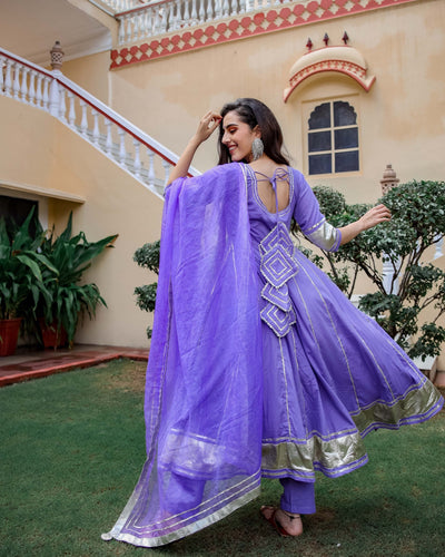 Purple Shimmer Gotapatti Anarkali Set