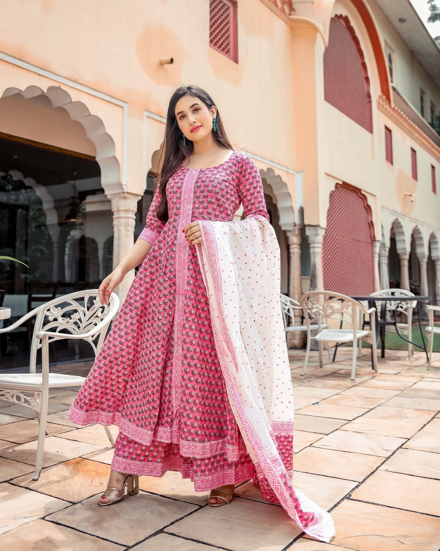 Indian Pink Handblock Suit Set