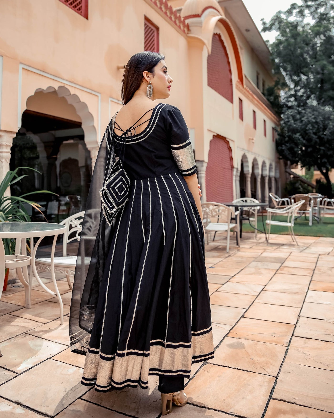 Black Shimmer Gotapatti Anarkali Set