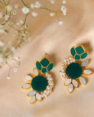 Mint Green Handcrafted Brass Earrings