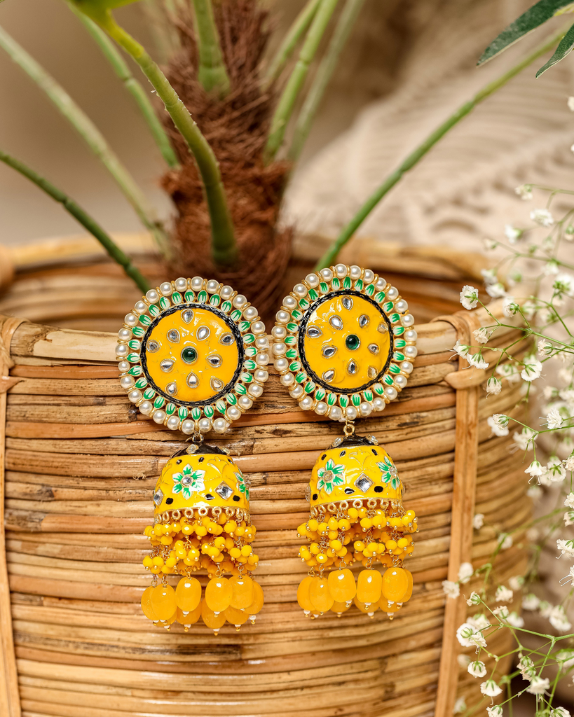 Yellow Earrings - Statement Earrings - Designer earrings for Girls -  Delight Yellow Danglers by Blingvine