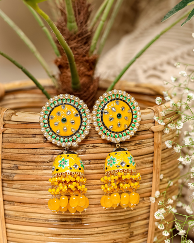 Buy Spring Yellow Handcrafted Brass Earrings online in India at