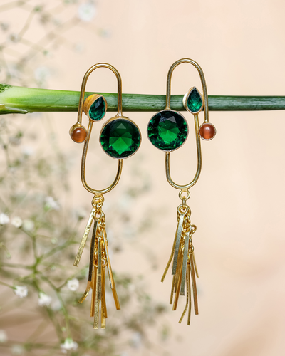 Trinket Green Handcrafted Brass Earrings